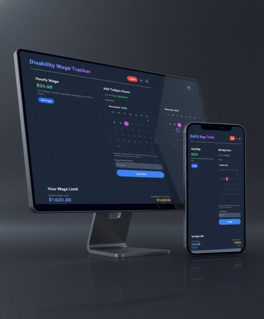 Screenshot of the Wage Tracker on desktop and mobile.
